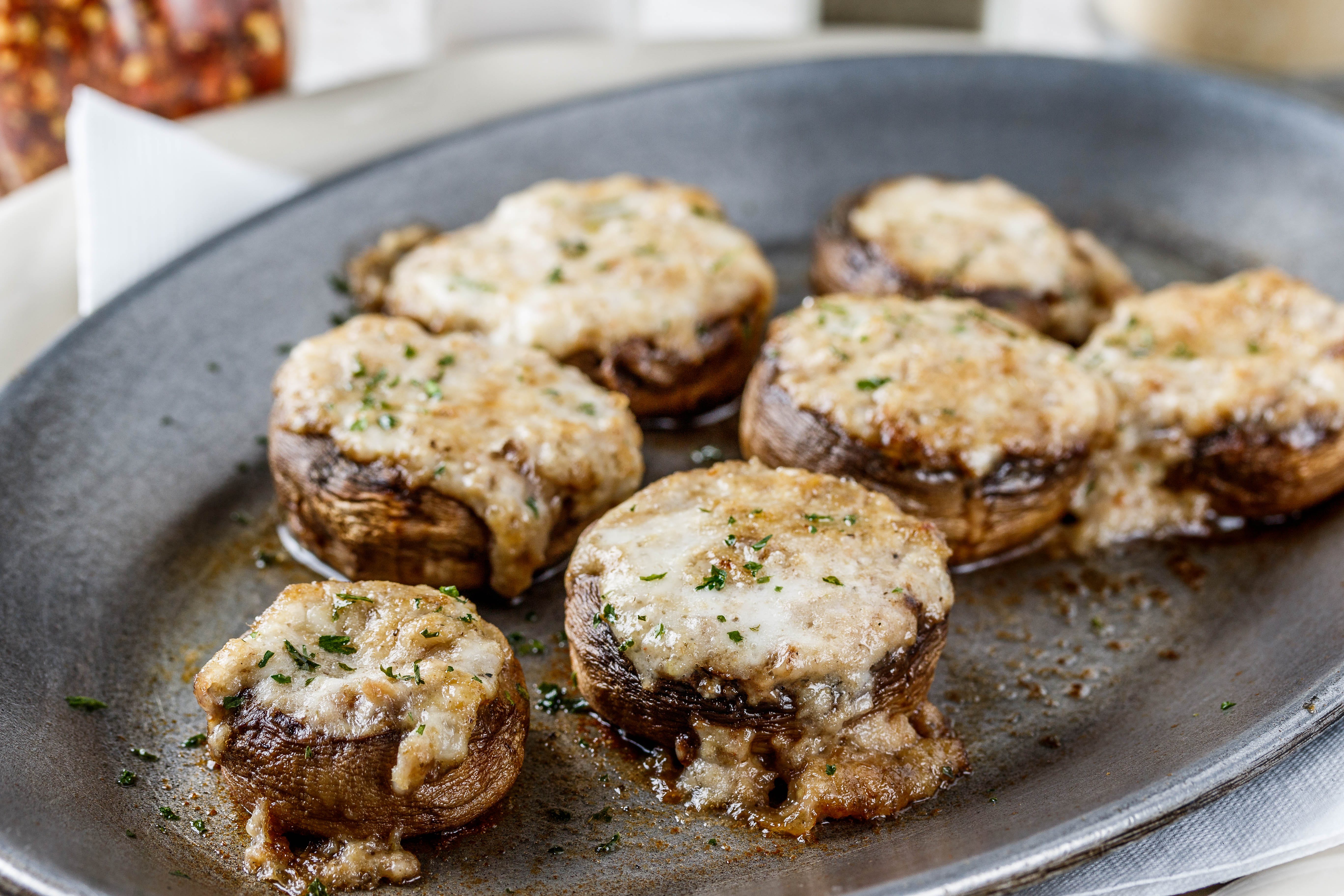 Order Stuffed Mushrooms - Appetizer food online from Mario Pizza & Pasta store, Seabrook on bringmethat.com