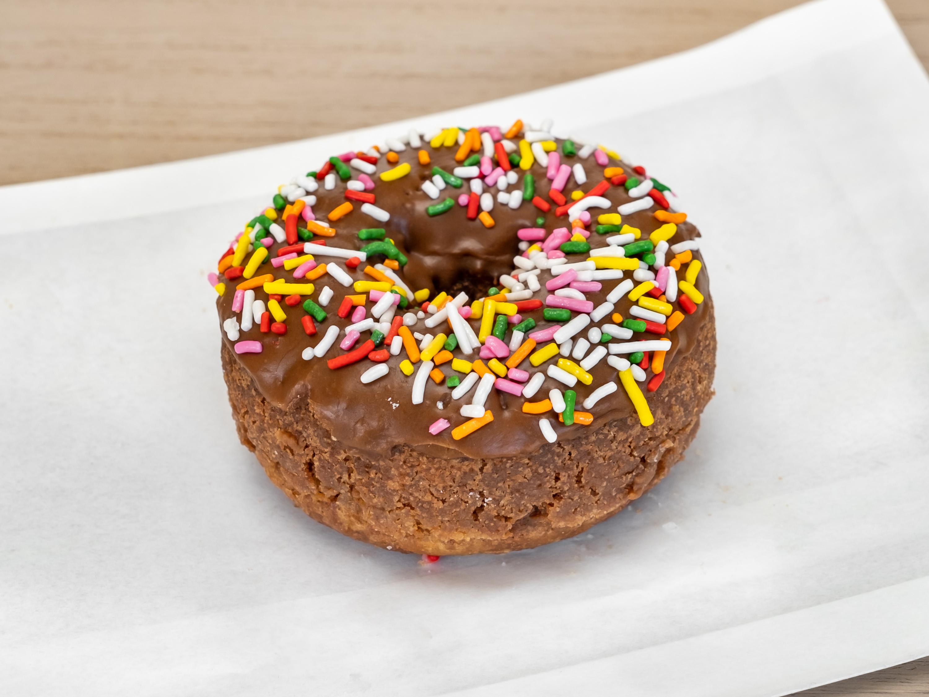 Order Rainbow Sprinkle Chocolate Devil's Food food online from Banning Donuts store, Banning on bringmethat.com