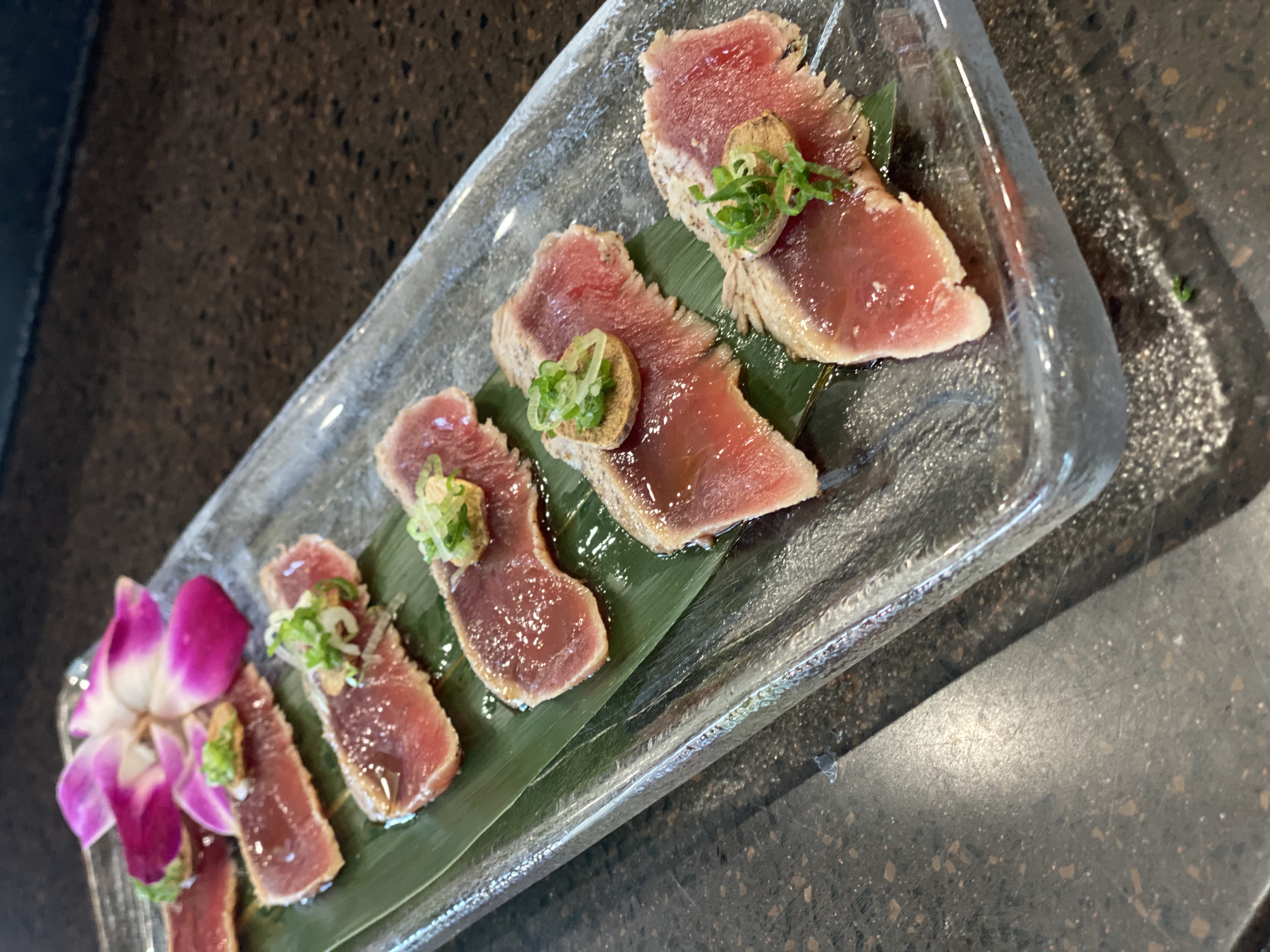 Order Peppered Tuna Sashimi food online from Kanpai Japanese Sushi Bar and Grill store, Los Angeles on bringmethat.com