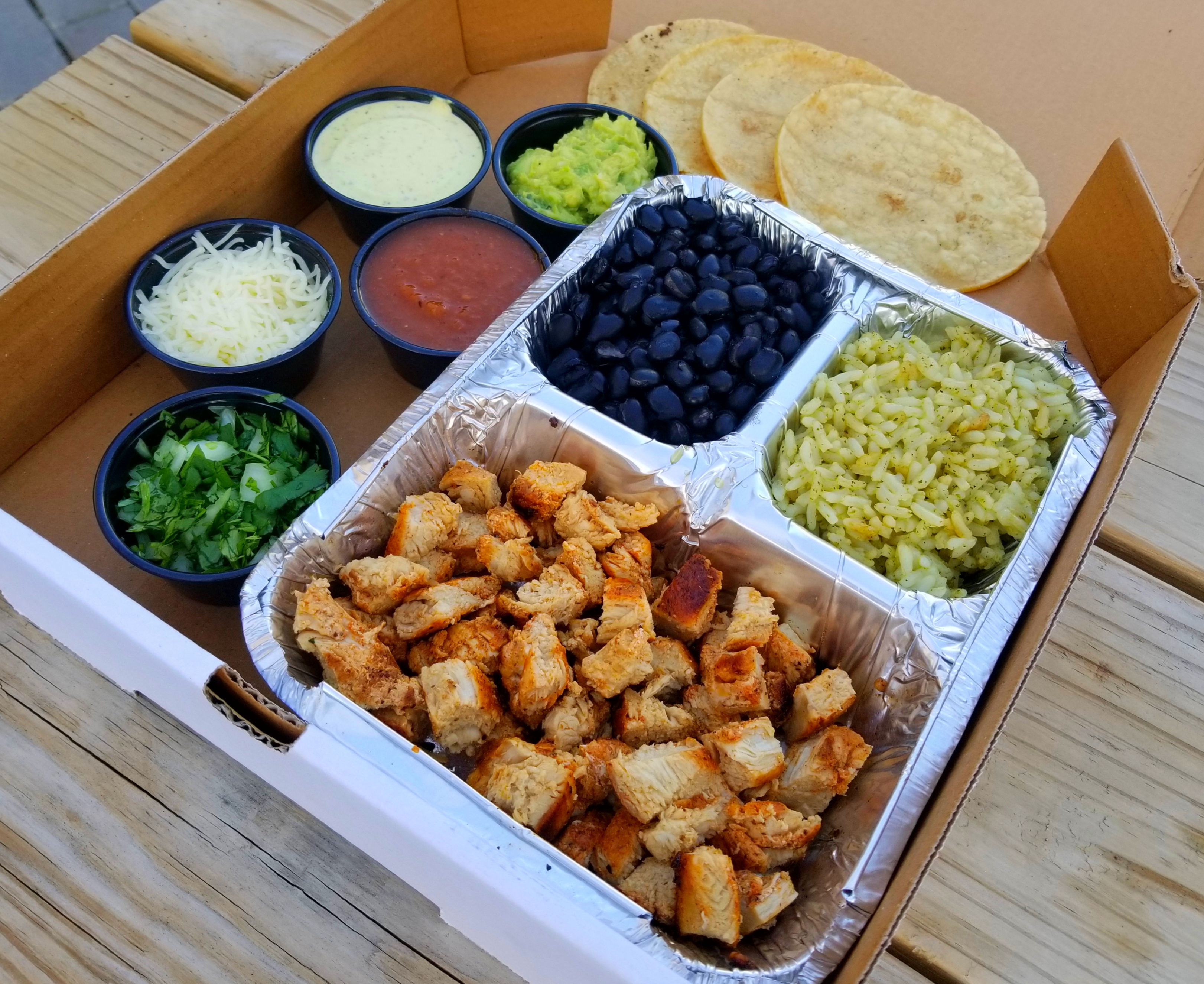 Order Grilled Chicken Personal Taco Box food online from The Taco Box store, Castro Valley on bringmethat.com