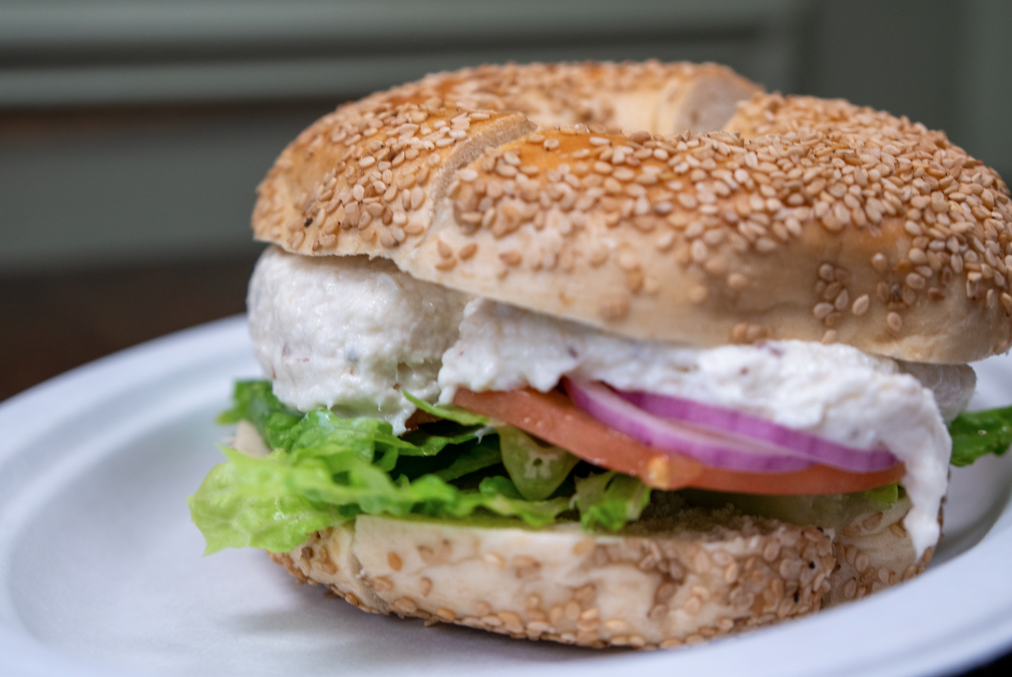 Order Tuna Bagel Thin Sandwich food online from Manhattan Bagel store, Summit on bringmethat.com