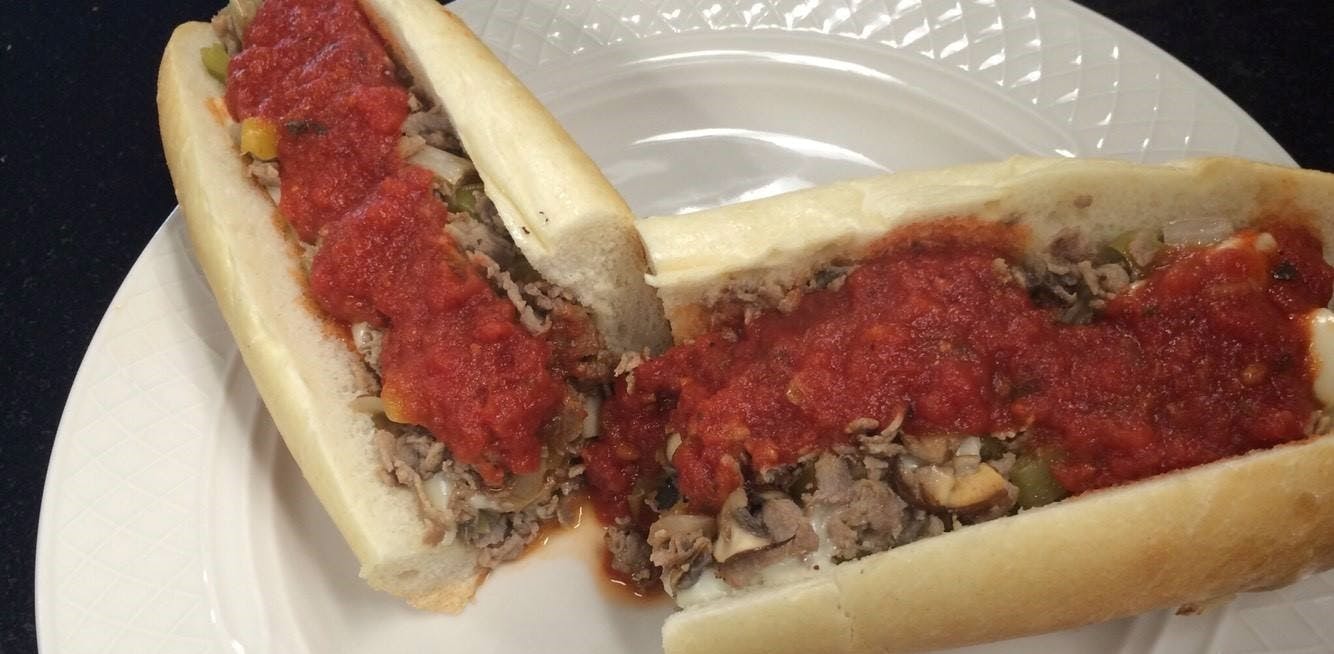 Order Cheesesteak Hoagie - 8" food online from Tony's Pizza & Pasta store, Plymouth Meeting on bringmethat.com