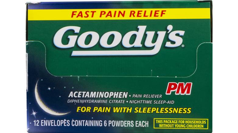 Order Goody'S Pm Pain Reliever Nighttime Sleep-Aid Powders - 12/6 Ct food online from Red Roof Market store, Lafollette on bringmethat.com