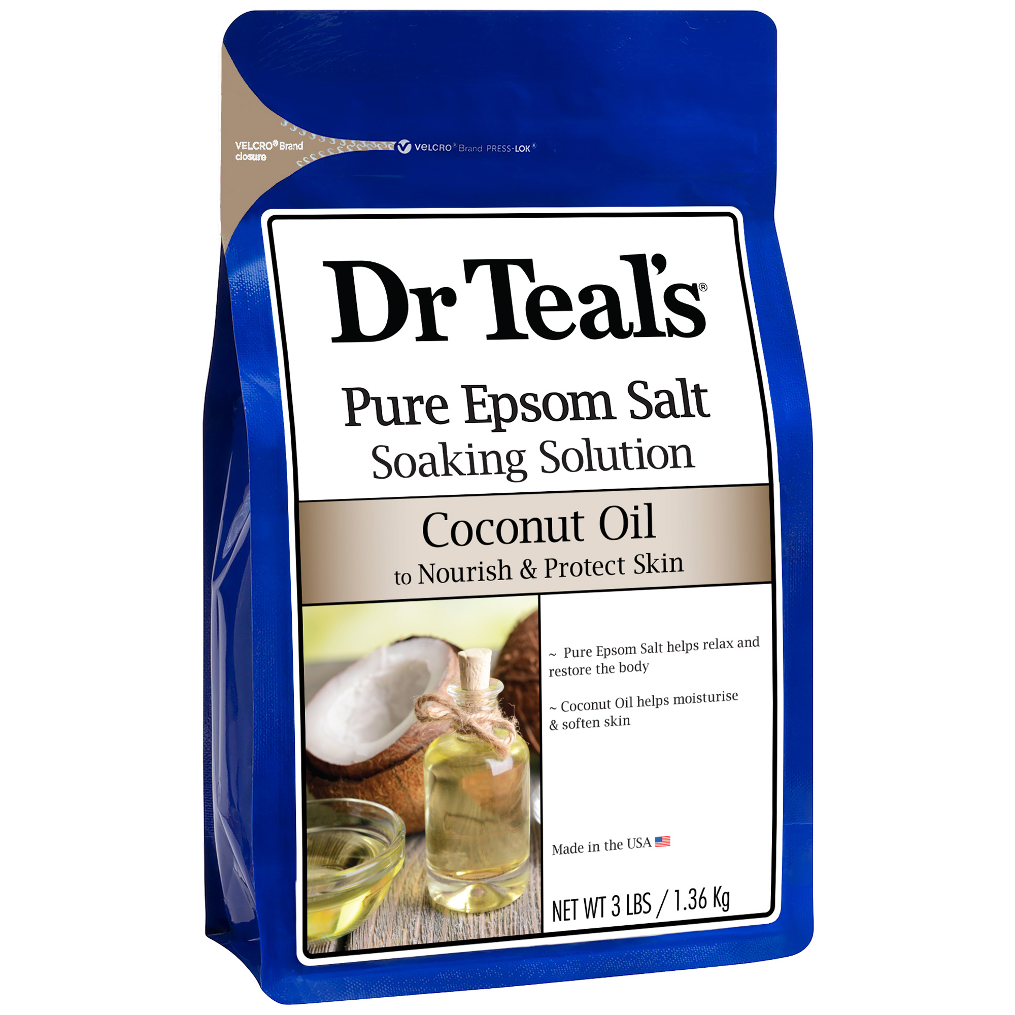 Order Dr Teals Epsom Soaking Solution Coconut Oil - 3 lbs food online from Bartell store, Edmonds on bringmethat.com