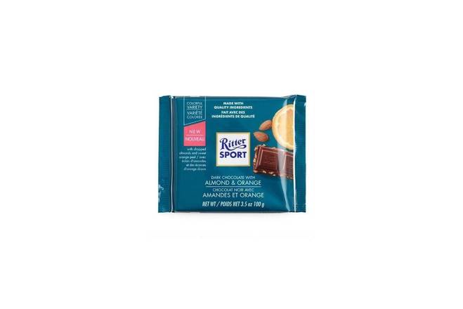 Order Ritter Sport Dark Chocolate with Almond & Orange (3.5 oz) food online from Classic Candy Shack store, San Francisco on bringmethat.com