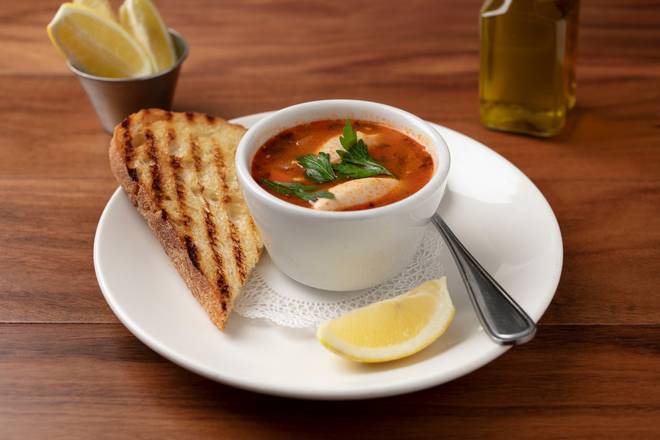 Order Cup Chicken Veg. Soup food online from Panini Kabob Grill store, Riverside on bringmethat.com