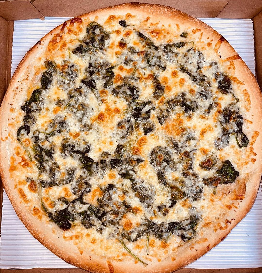Order Spinach White Pizza - Small 10'' food online from Villagio Pizza store, Philadelphia on bringmethat.com