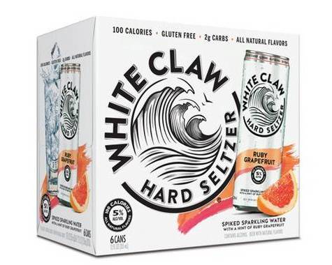 Order White Claw Ruby Grapefruit , 12oz 6-Pack (5% ABV) food online from Moby Liquor store, Los Angeles on bringmethat.com