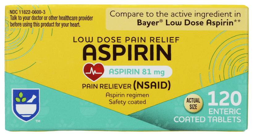 Order Rite Aid Aspirin Low Dose (120 ct) food online from Rite Aid store, Wilmington on bringmethat.com