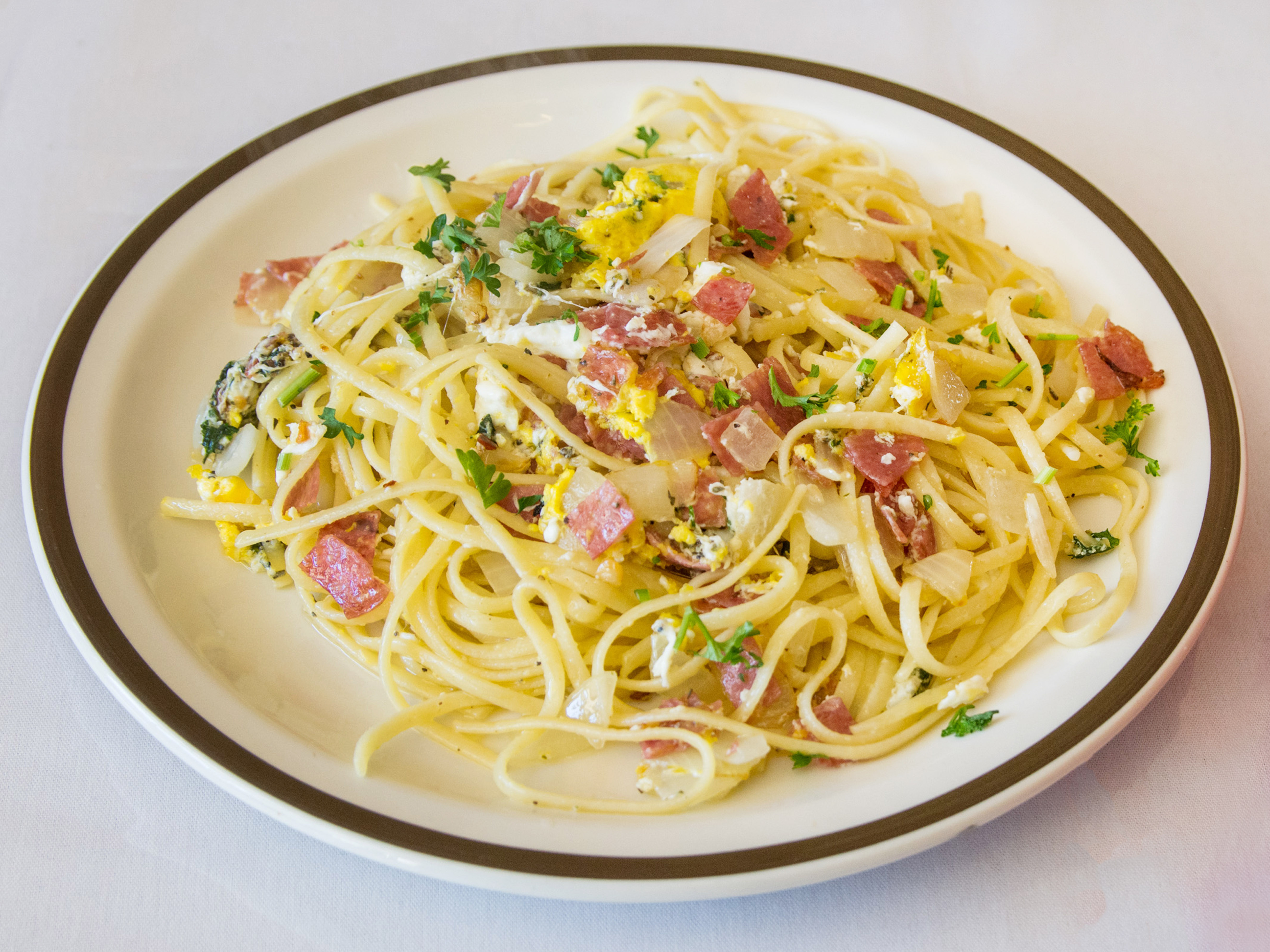 Order Spaghetti Carbonara food online from Vicino ristorante store, Silver Spring on bringmethat.com