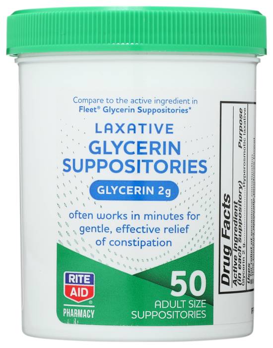 Order Rite Aid Laxative Glycerin Suppositories (50 ct) food online from Rite Aid store, Mckinleyville on bringmethat.com