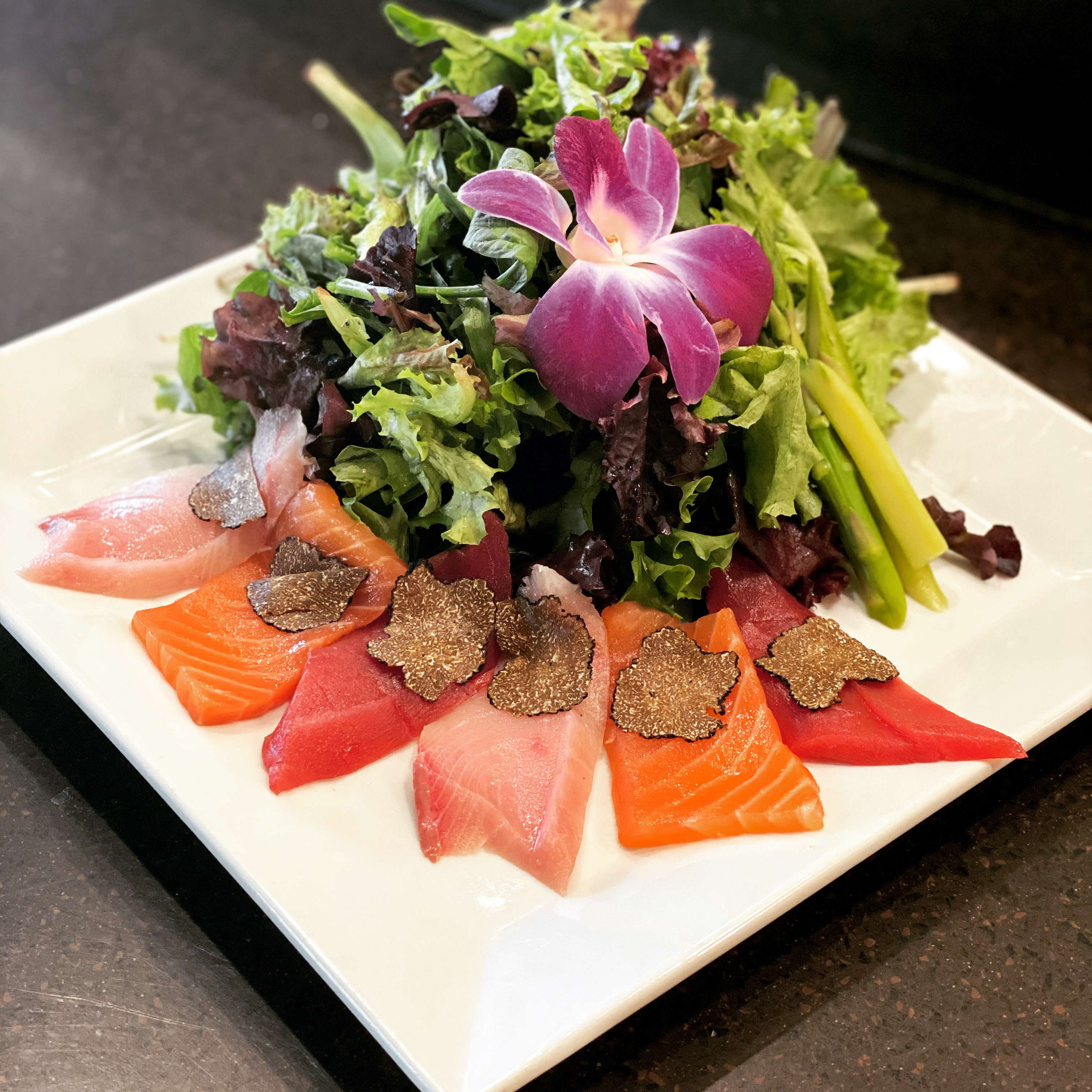 Order Truffle Sashimi Salad food online from Kanpai Japanese Sushi Bar &amp; Gril store, Santa Monica on bringmethat.com