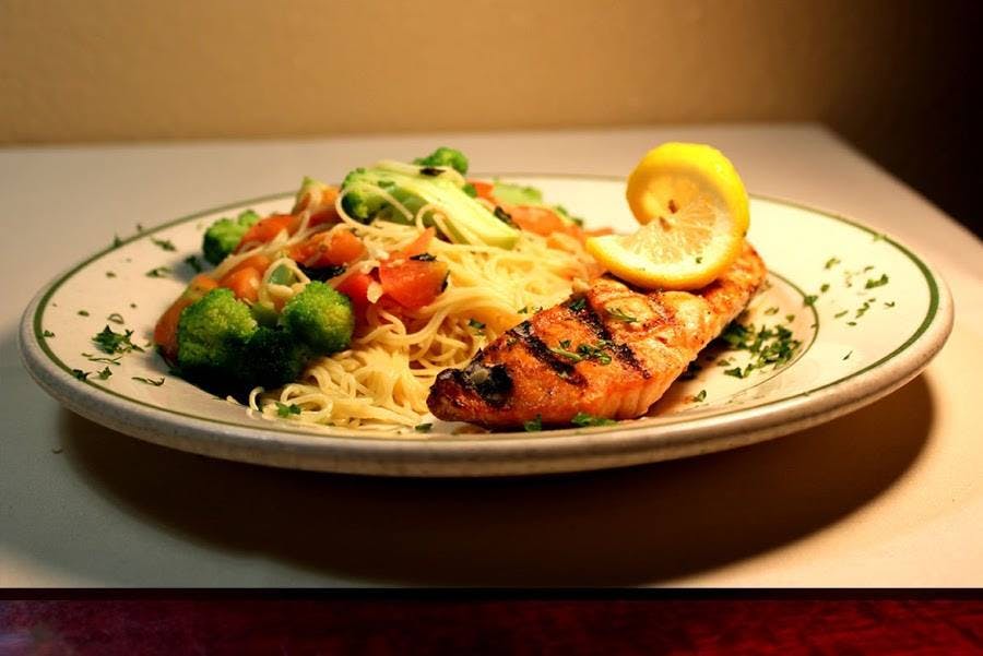 Order Grilled Salmon - Entree food online from Birraporetti's store, Friendswood on bringmethat.com