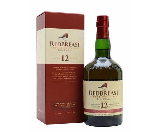 Order Redbreast 12 Year Old Irish Whiskey (750 mL) food online from Happy Hill Country Liqour store, Liberty Hill on bringmethat.com
