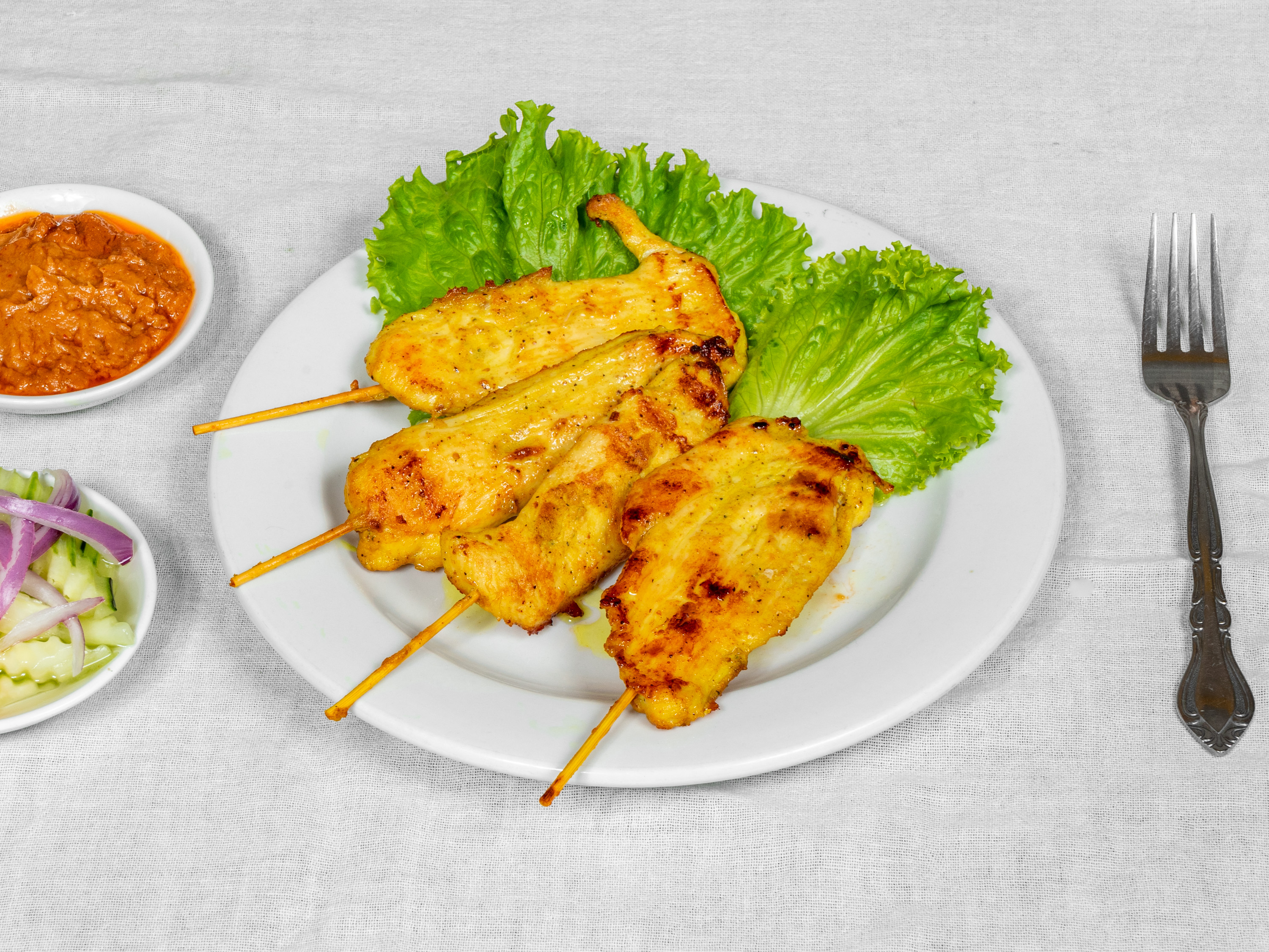 Order 10. Chicken Satay food online from Tuay Thai store, Palos Heights on bringmethat.com