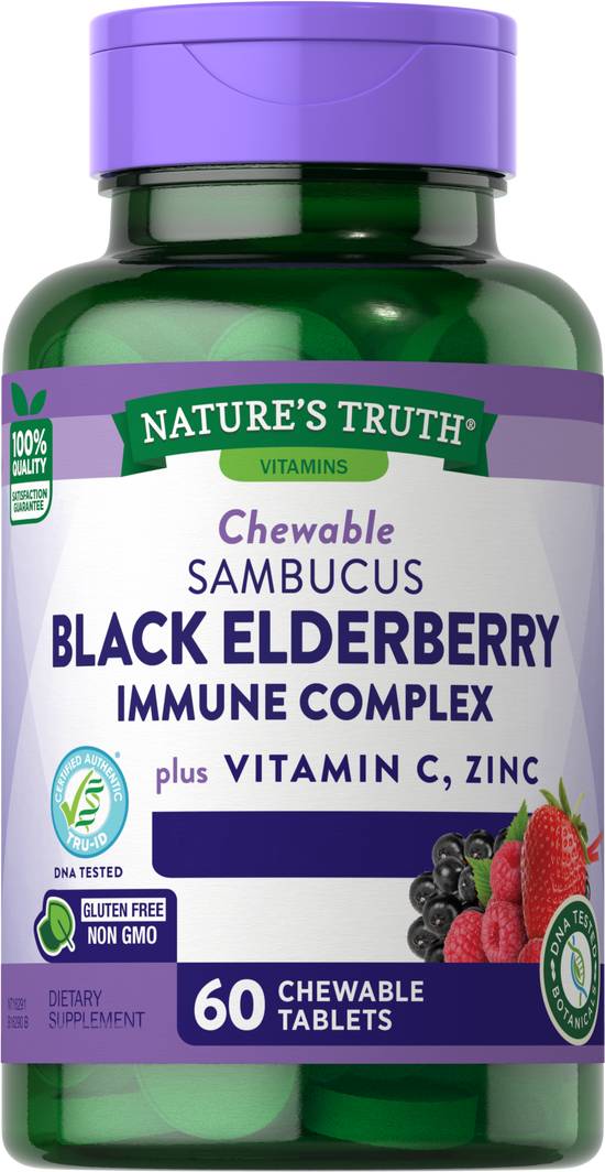 Order Nature's Truth Sambucus Black Elderberry Immune Complex & Vitamin C & Zinc Chewables Mixed Berry (60 ct) food online from Rite Aid store, Palm Desert on bringmethat.com
