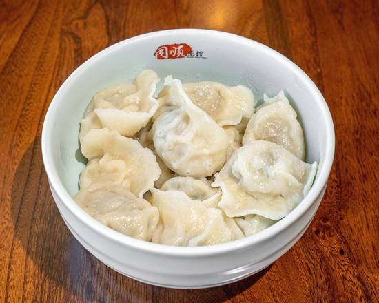 Order 12# Dumplings with 3 Fresh Delicacies 三鲜饺子 food online from Beijing Noodle House 同顺面馆 store, Lake Forest on bringmethat.com