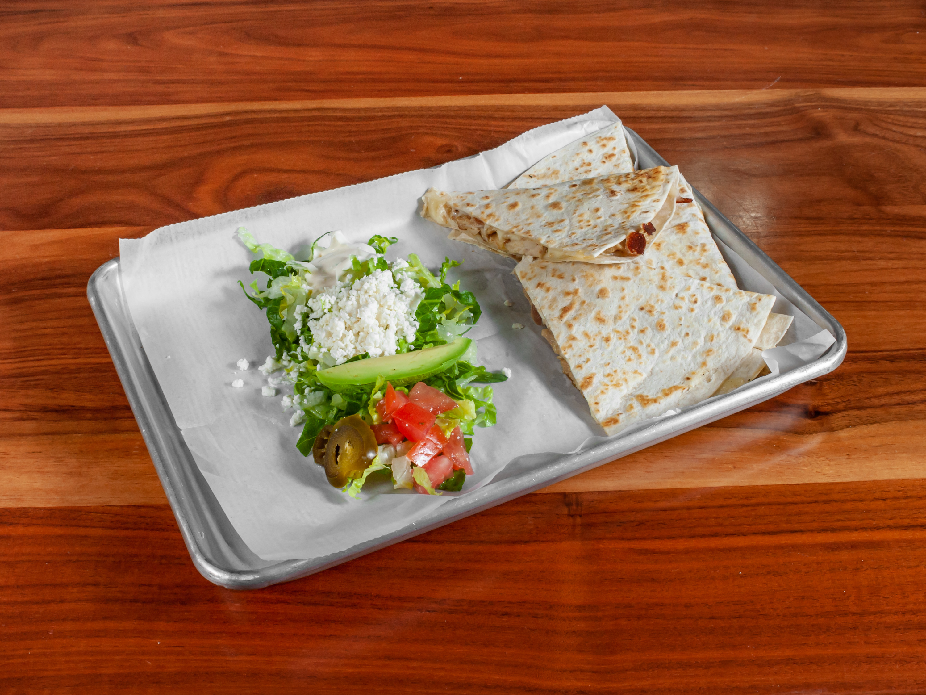 Order Pork Quesadilla food online from Taqueria Number 1 store, Charlotte on bringmethat.com