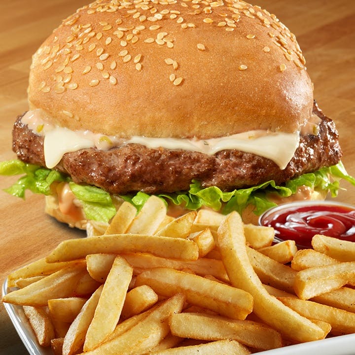 Order Classic Burger with Fries - Classic Burger with Fries food online from Papa Gino's store, Londonderry on bringmethat.com