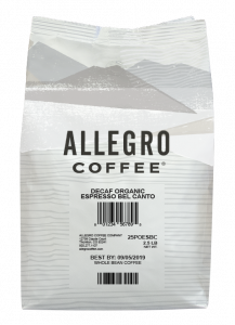Order Decaf Organic Espresso Bel Canto (2.5 lb.) food online from Allegro Coffee Company store, Oklahoma City on bringmethat.com