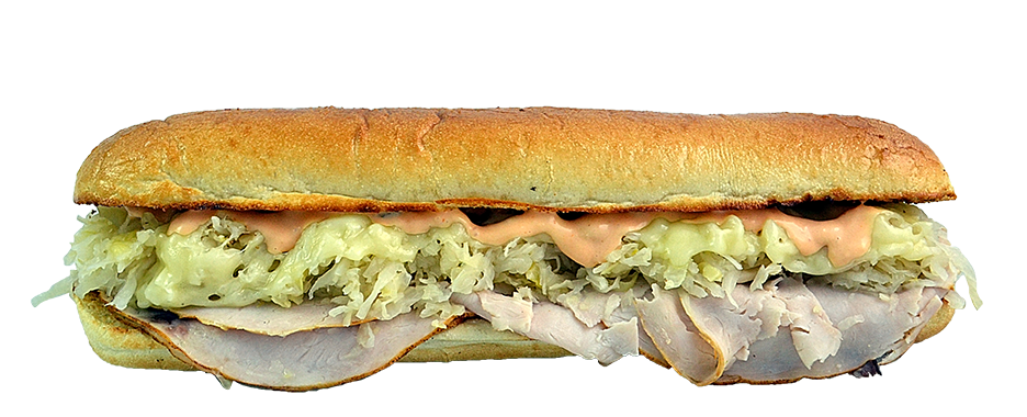 Order Turkey Reuben Sub food online from Larry's Giant Subs - Monument store, Jacksonville on bringmethat.com