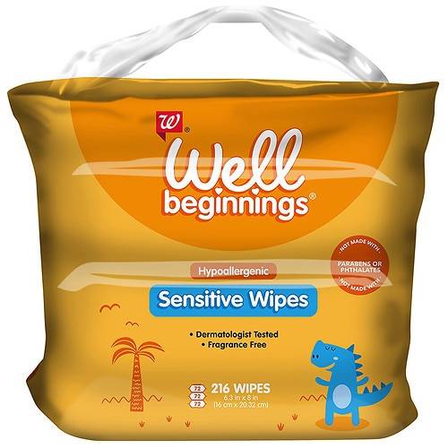 Order Well Beginnings Sensitive Skin Baby Wipes 3x72-count - 216.0 ea food online from Walgreens store, Akron on bringmethat.com