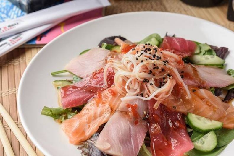 Order Spicy Sashimi Salad food online from Rock N Roll Sushi store, Warner Robins on bringmethat.com