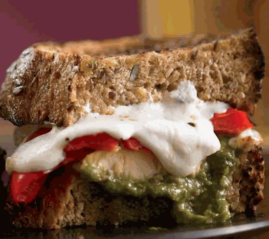 Order Chicken Pesto Grilled Cheese food online from IV Deli Mart store, Goleta on bringmethat.com