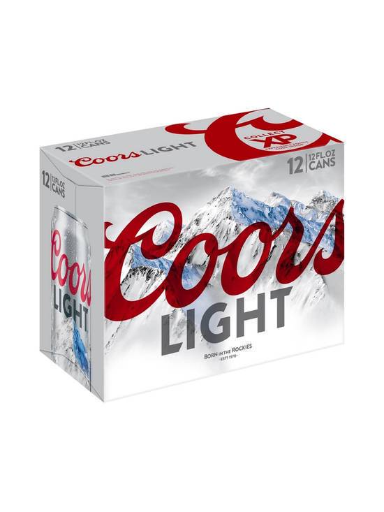 Order Coors Light 12 Pack, 12 OZ each (4.2 % ABV) food online from Chevron Extramile store, Morgan Hill on bringmethat.com