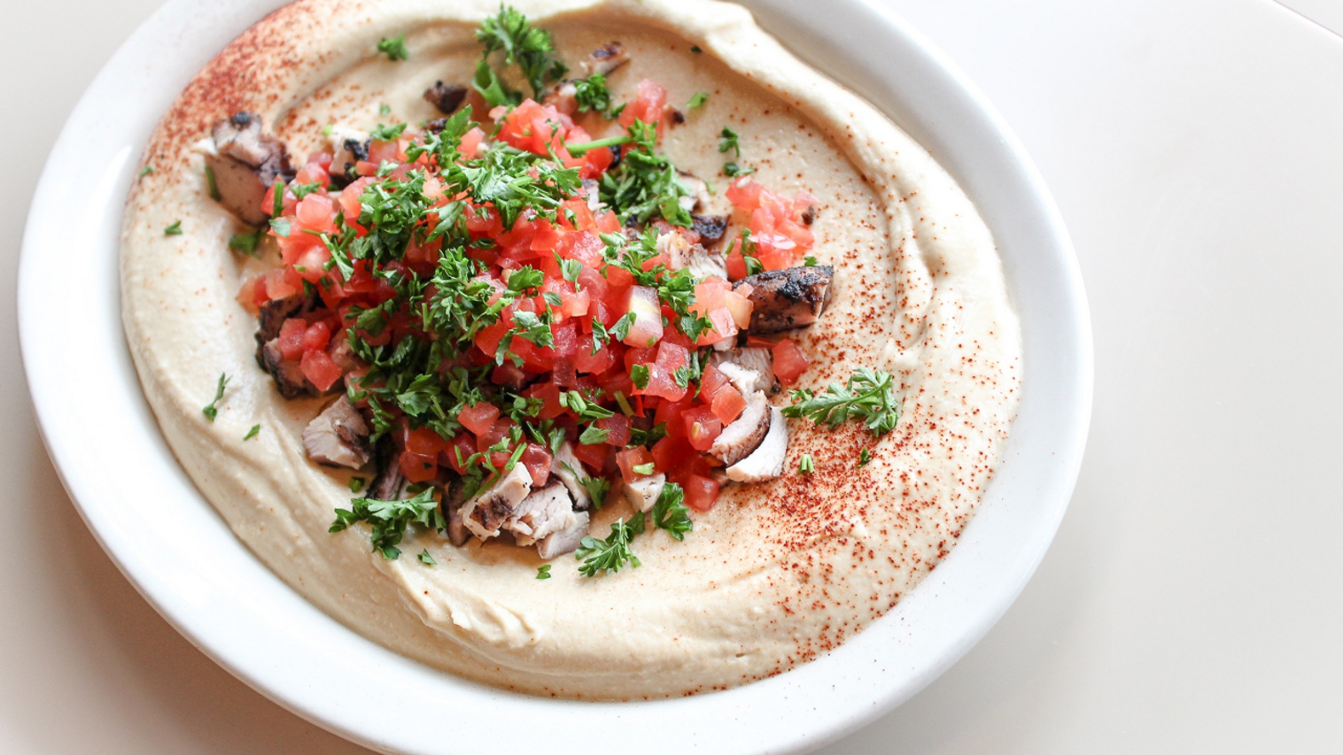 Order Hummus Chicken Plate food online from Aladdins eatery store, Akron on bringmethat.com