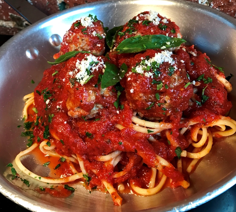 Order Homemade Meatballs over Imported Linguine food online from AJ's Burgers store, New Rochelle on bringmethat.com