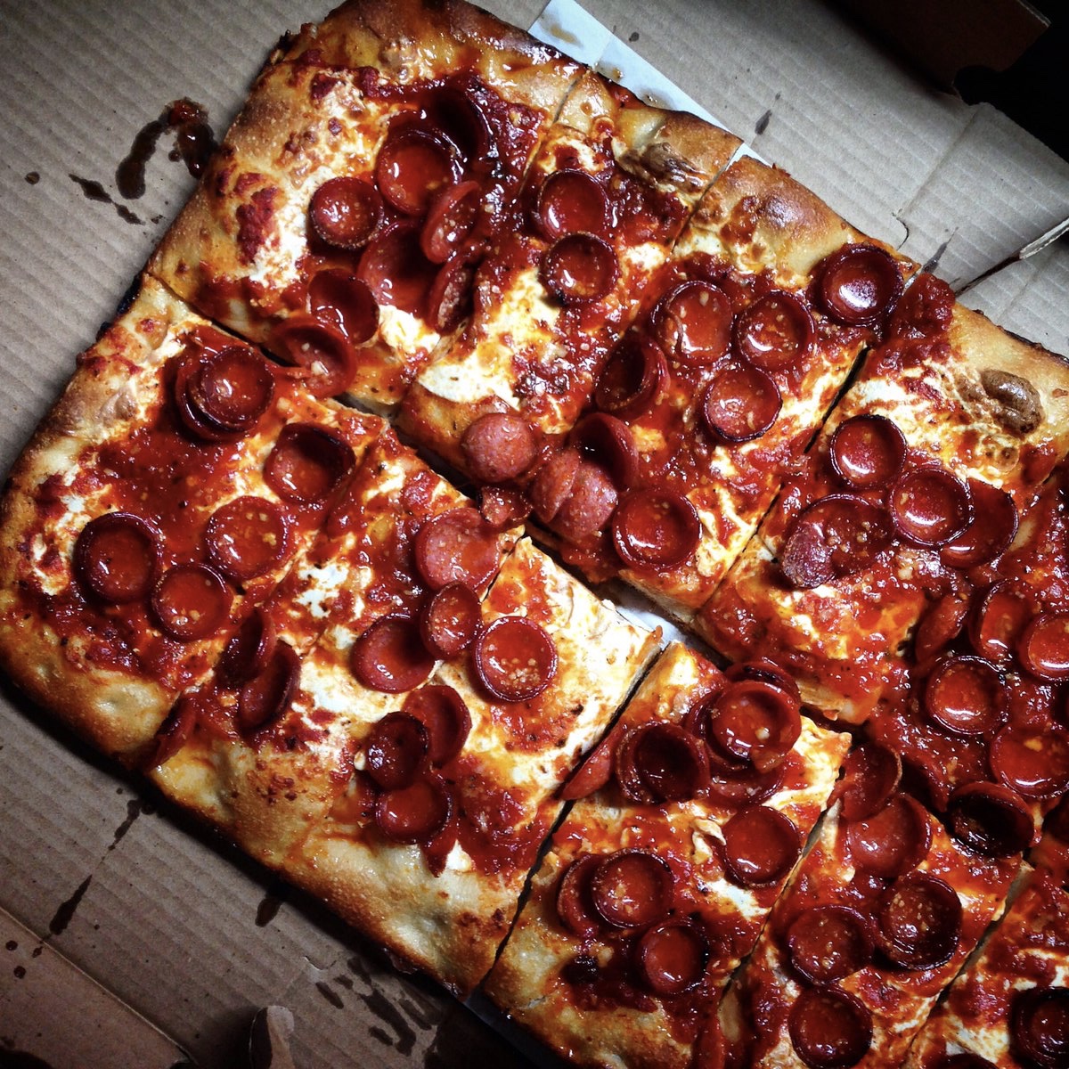 Order Spicy pepperoni Sicilian pizza food online from Little Italy Pizza store, New York on bringmethat.com