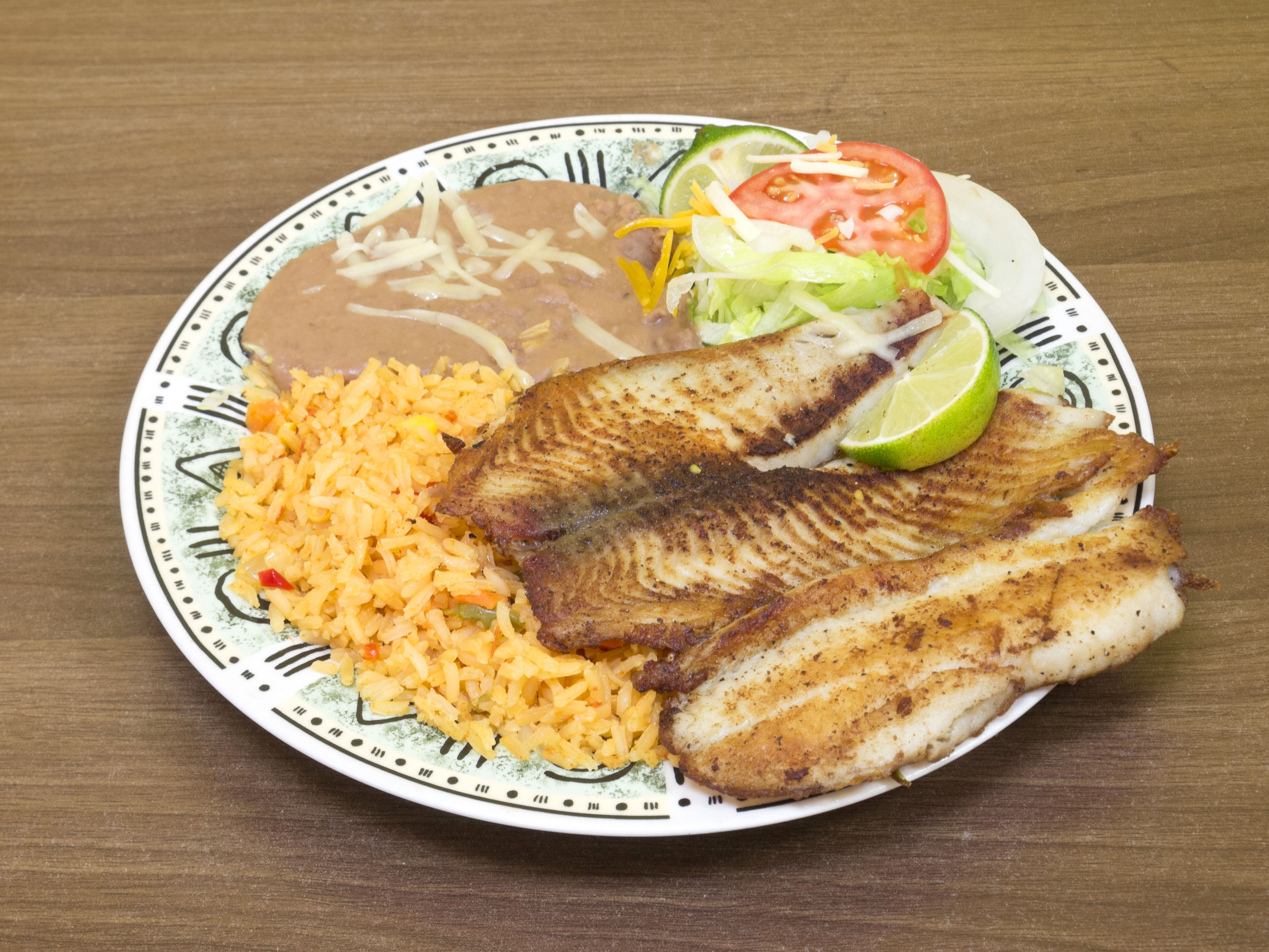 Order 7. Fish Platter Combo food online from Tacos Y Mas store, Richardson on bringmethat.com