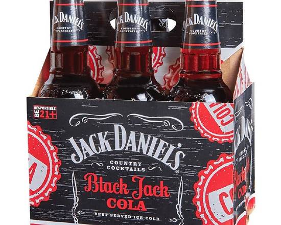 Order Jack Daniel's Cocktails Black Jack Cola, 10oz 6-Pack (4.8% ABV) food online from Moby Liquor store, Los Angeles on bringmethat.com