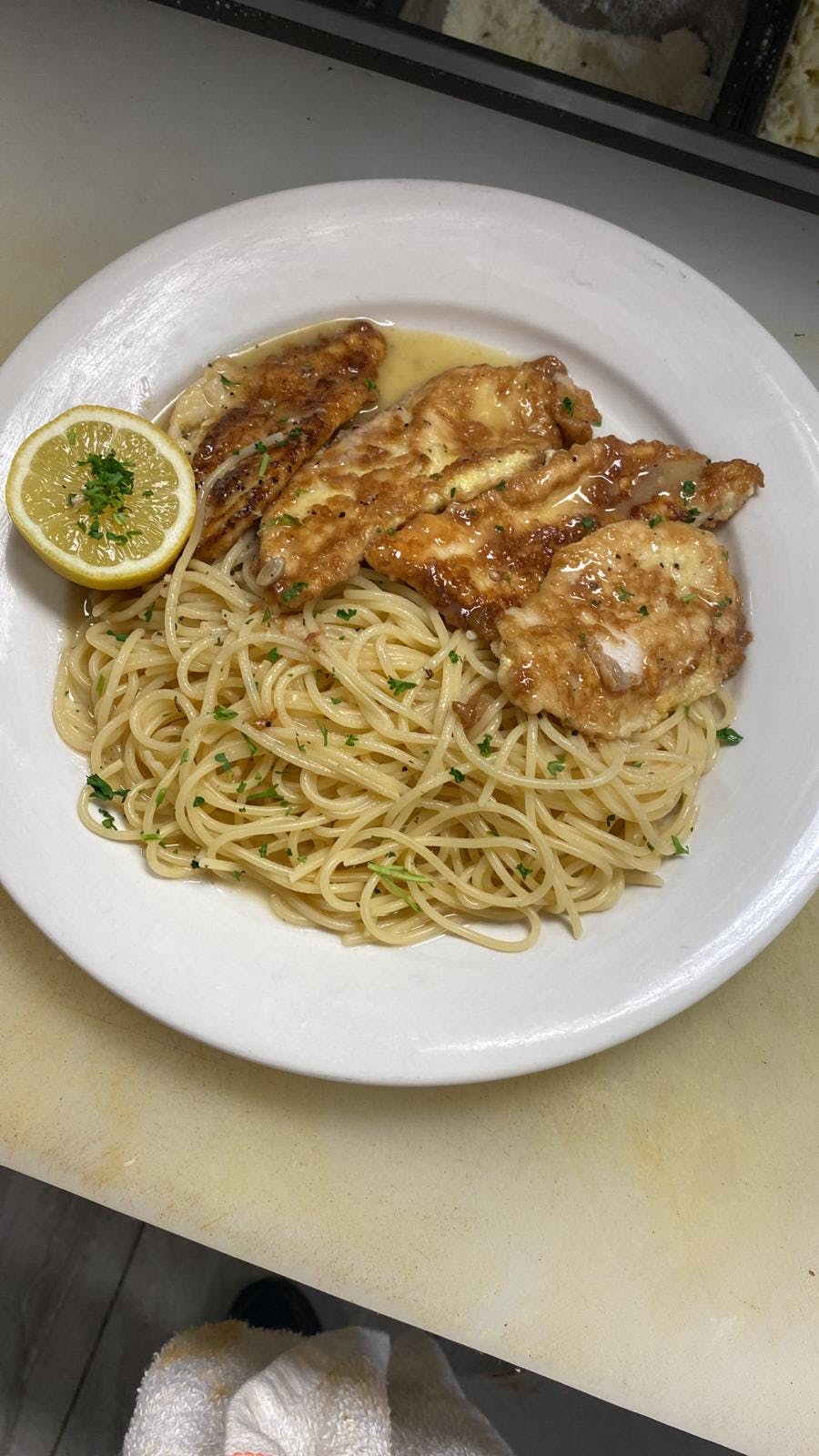 Order Chicken Francese - Dinner food online from Little Charlie Pizza store, Williamsburg on bringmethat.com