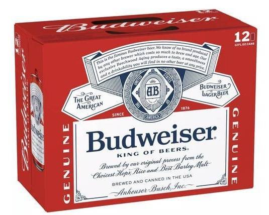 Order Budweiser, 12pk-12oz can beer (5.0% ABV) food online from Cold Spring Liquor store, Liberty Hill on bringmethat.com
