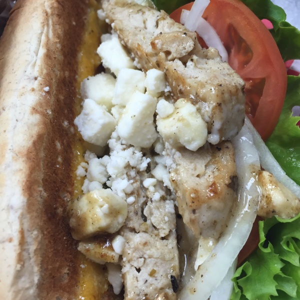 Order Greek Chicken Sandwich food online from Bullchicks store, Baton Rouge on bringmethat.com