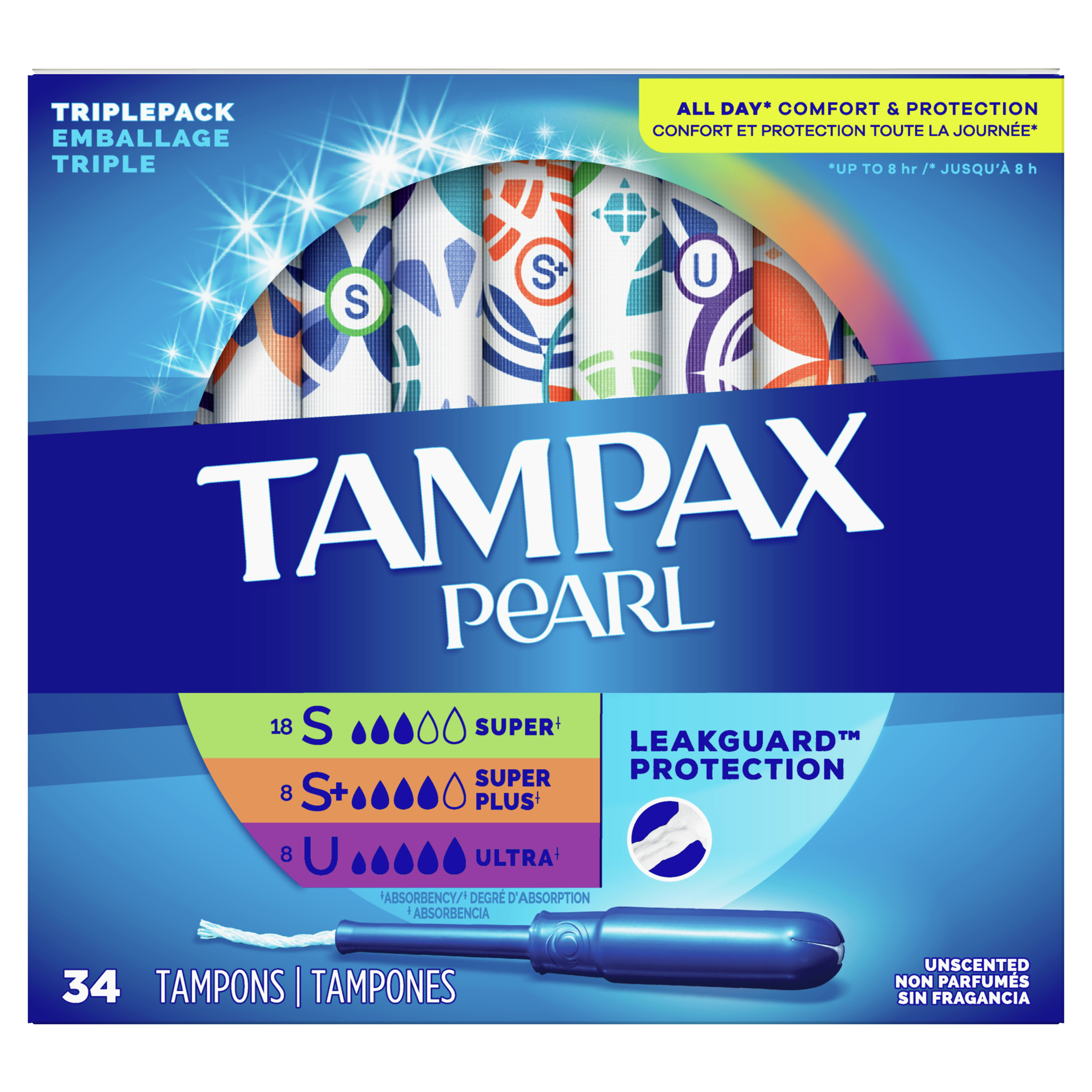 Order Tampax Pearl Tampons - Super/Super Plus/Ultra, Unscented, 34 ct food online from Rite Aid store, Williamsville on bringmethat.com