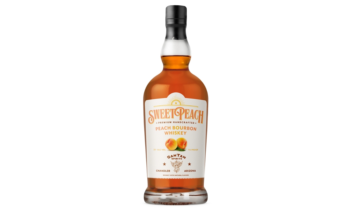 Order SweetPeach Peach Bourbon Whiskey, 750ml spirits (35% ABV) food online from Santan Brewing Co. store, Chandler on bringmethat.com