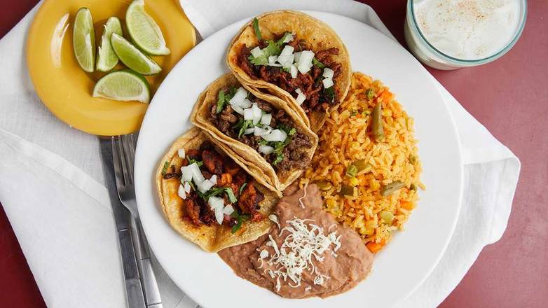 Order Taco Dinner  food online from Taqueria Los Comales store, Round Lake Heights on bringmethat.com