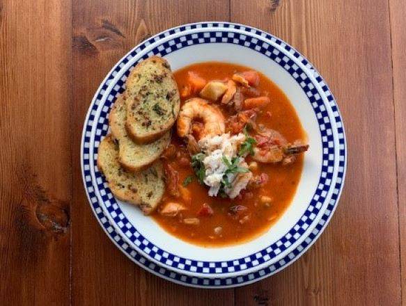 Order Blessed by the Pope Seafood Cioppino food online from Duke Seafood (Ruston Way) store, Tacoma on bringmethat.com