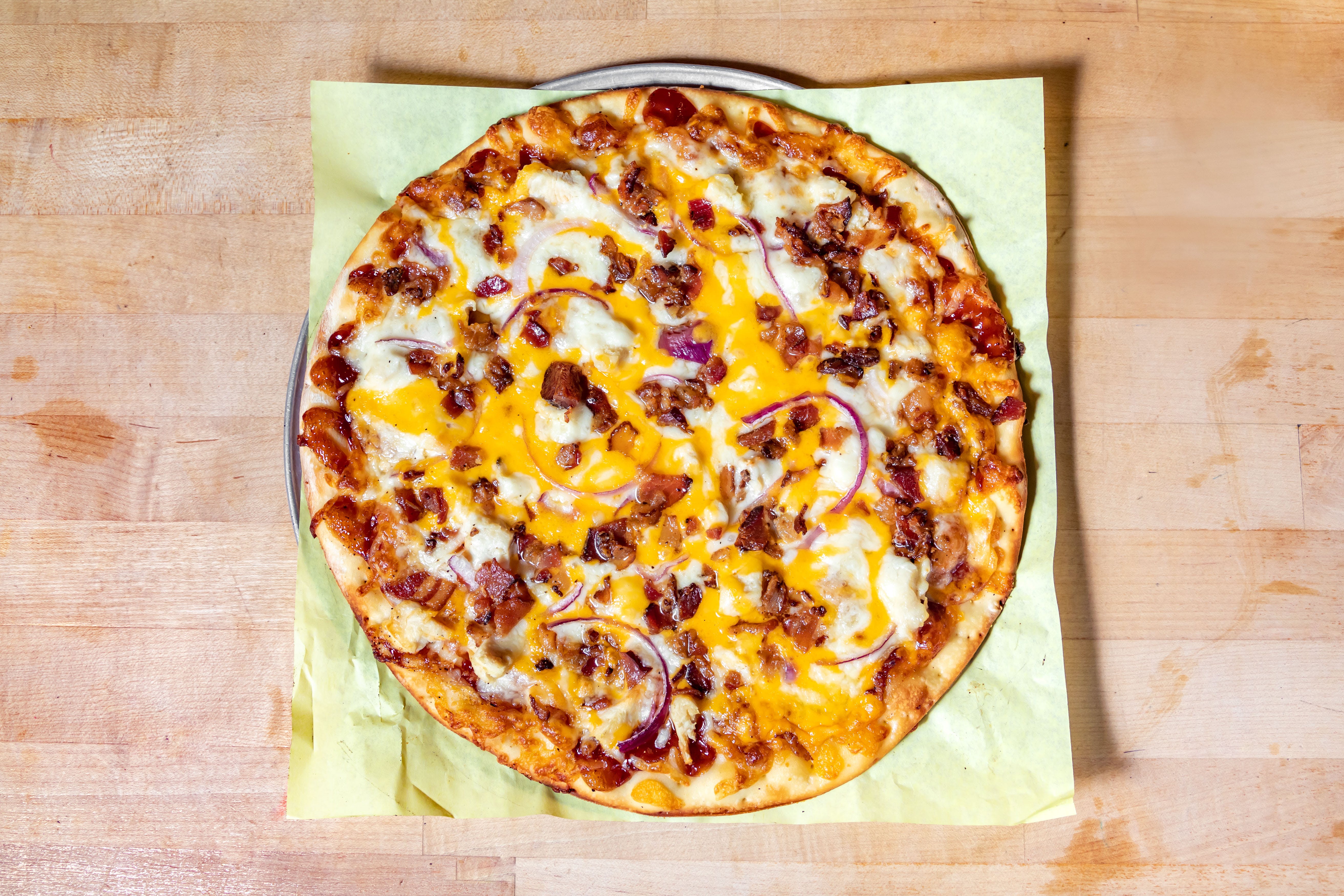 Order BBQ Chicken Pizza - 8" Personal (6 Slices) food online from Firehouse Pizzeria store, San Francisco on bringmethat.com