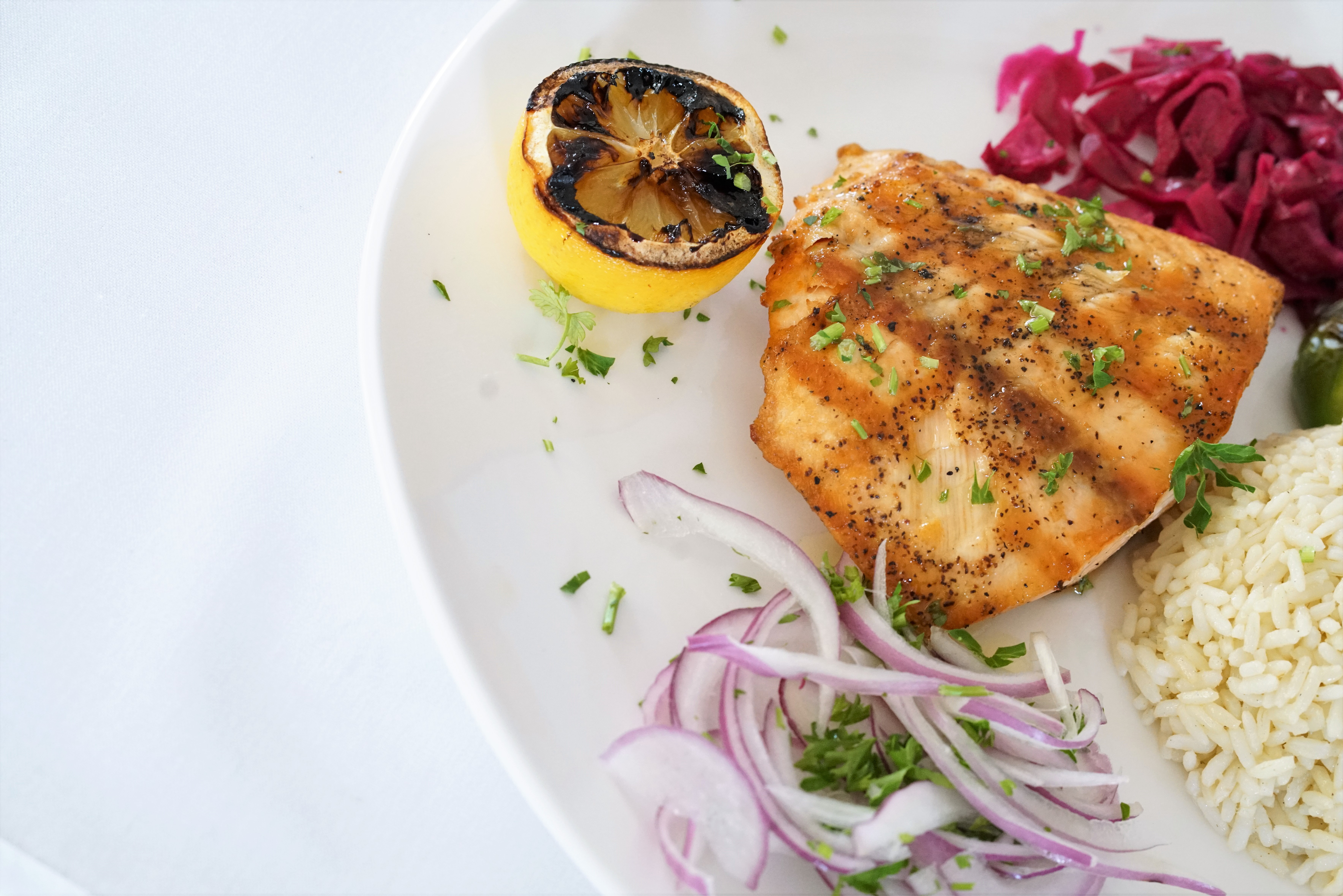 Order Grilled Atlantic Salmon food online from Lezzet Restaurant store, Centreville on bringmethat.com