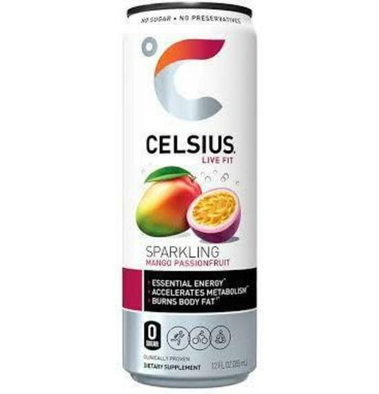 Order Celsius - Sparkling Mango Passionfruit food online from IV Deli Mart store, Goleta on bringmethat.com