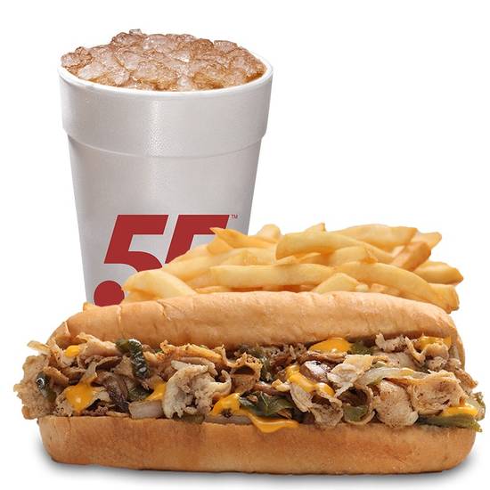 Order Chicken Cheesesteak ('All The Way') Meal food online from Hwy 55 Burgers, Shakes & Fries store, Crossville on bringmethat.com