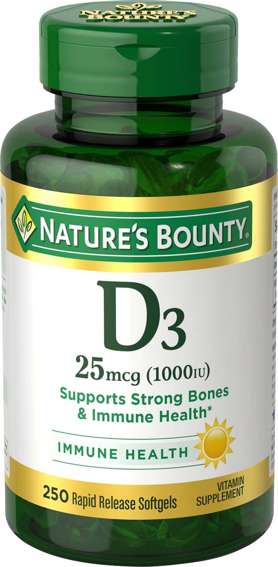 Order Natures Bounty Vitamin D3 Rapid Release Softgels 50mcg (200 ct) food online from Rite Aid store, Palm Desert on bringmethat.com