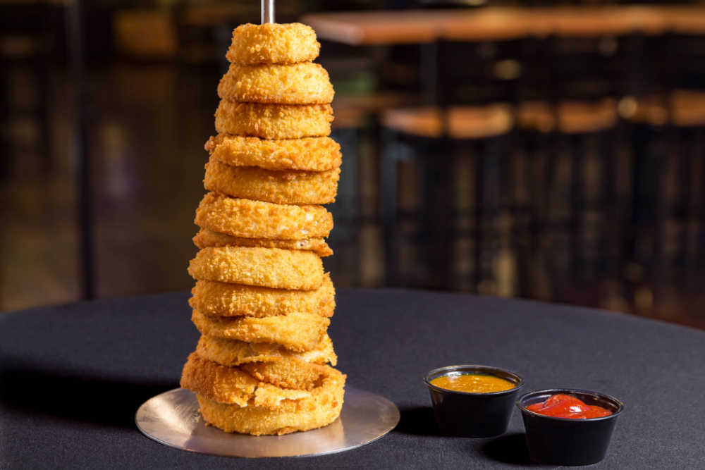 Order Onion Ring Tower food online from Point Bar and Grill store, Columbus on bringmethat.com