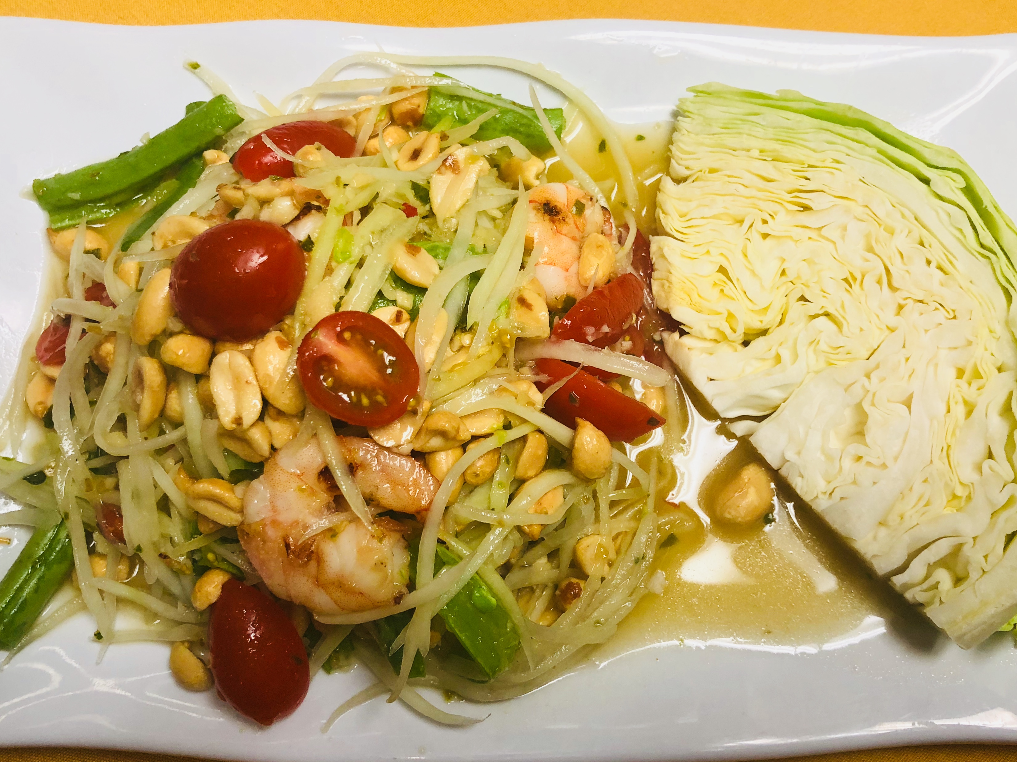 Order Papaya Salad with Grilled Shrimp food online from Angel Thai Cuisine store, Glendale on bringmethat.com