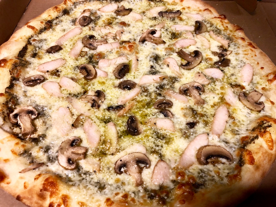 Order Med Chicken Pesto Pizza food online from Piemonte Pizza & Grill store, Providence on bringmethat.com