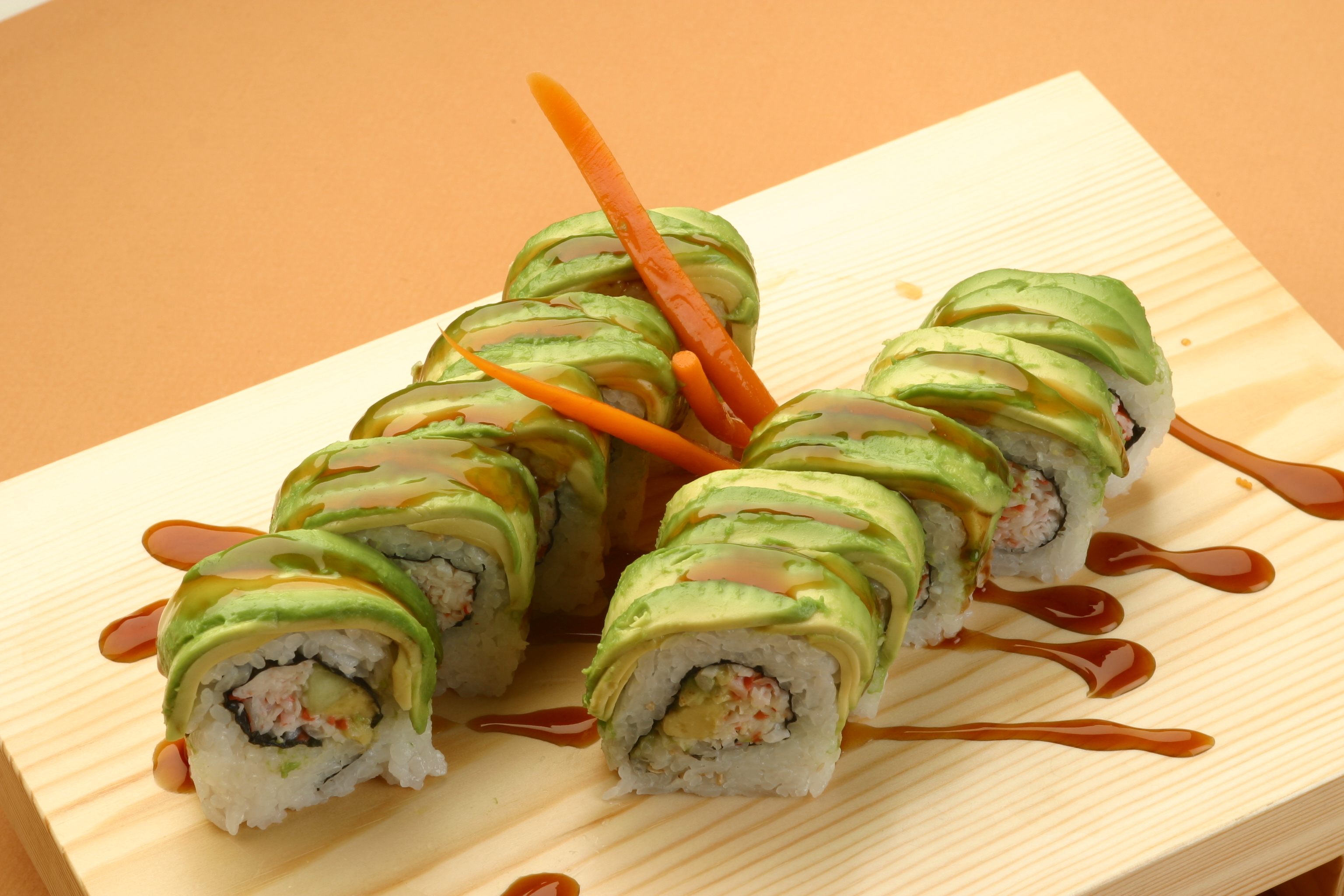 Order 79. Caterpillar Roll Special food online from Oeeshi Japaness Grill store, San Juan Capistrano on bringmethat.com